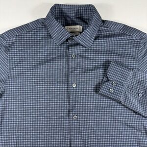 Bugatchi Shirt‎ Men's Large 8 Way Stretch Checkered Long Sleeve Button